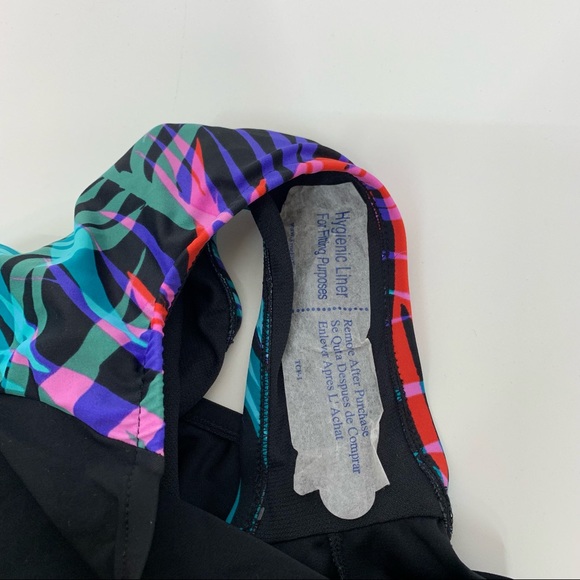 Aqua Green Retro Tropical Leaf Adjustable Strap One Piece Swimsuit Nwt New Small - Picture 9 of 16